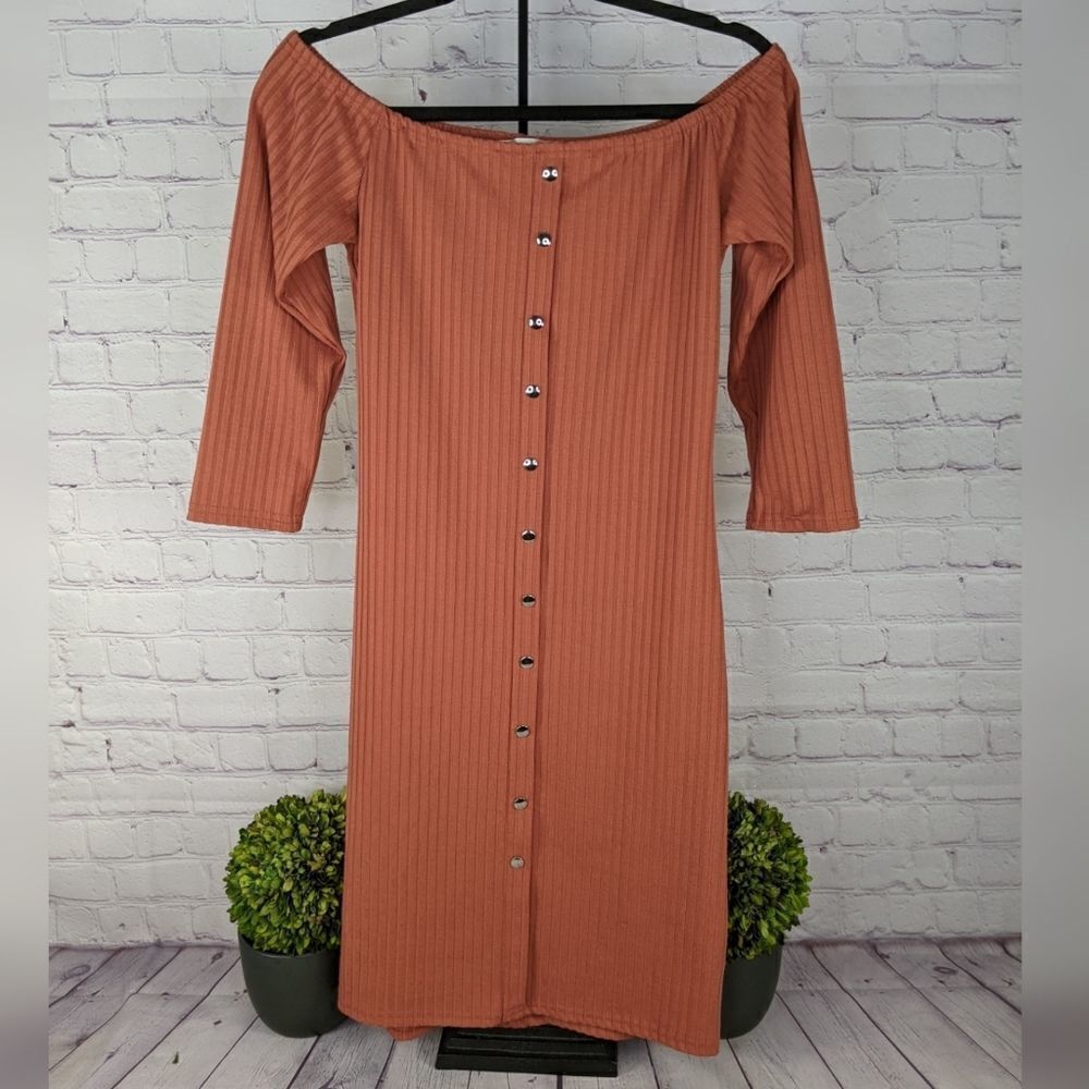 Say What? Off-The-Shoulder Ribbed Party Bodycon Dress - Picture 3 of 8